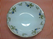 CHODZIEZ Porzellan große Schüssel Rosendekor blaue Rose Moosrose Goldrand