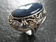 Ring Silber 800 Jugendstil Handarbeit mit blauem Edelstein groß und prächtig