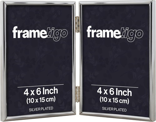 Versilberter doppel fotorahmen - versilberter, doppel-fotorahmen