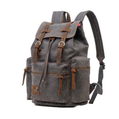 Vintage canvas lederrucksack - canvas,