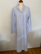 NOVILA Nachthemd Gr. 44 Langarm kariert hellblau weiß Flanell 100 % Baumwolle
