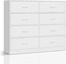 Kommode mit 8 Schubladen Weiß aus Stoff Stoffkommode 108x30x89cm ssk017ws