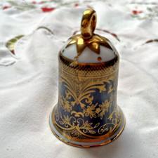 Glocke Rudolf Kämmer Rudolfstadt,  Hängeglocke, Porzellanglocke, Kobalt  u. Gold