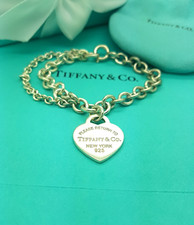 Return to Tiffany & Co. Doppelseitige Herz Doppelkette 7,25" Armband, Punze