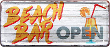 Beach Bar Open Blechschild -