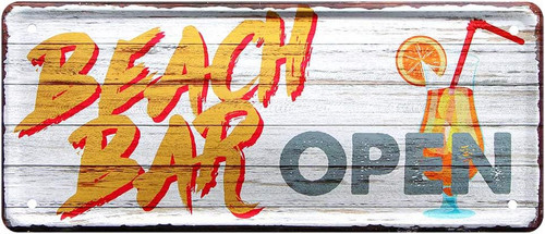Beach bar open blechschild - beach,
