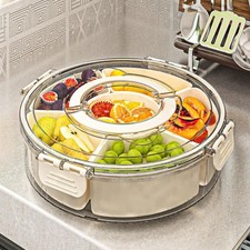 Transparent Snackbox mit 6 Fächer Servierschale mit Deckel und Griff Partyplatte
