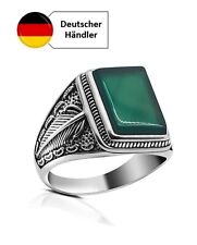 Grün Handgemacht Herren Damen aus echt 925  Sterlingsilber  Ring  Schmuck Ring 