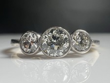 750er 18K Gold 3x Diamant Ring Antik Jugendstil Art Déco