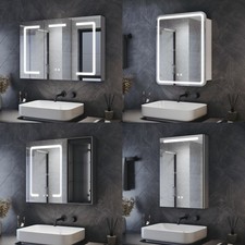 Spiegelschrank Bad mit LED Beleuchtung Badschrank Touch Steckdose Beschlagfrei