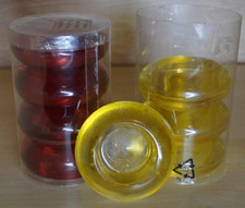 Teelichthalter - retro - 80er Jahre - schweres Glas rot / gelb