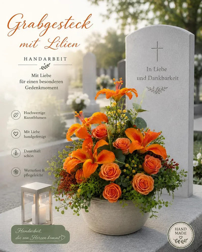 Orange lilie und rosen urnen - lilie,