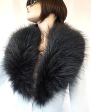 Pelz Schal Seefuchs Kragen Stola Fell Mantel Besatz Umhang Jacke Mode Nacht Blau