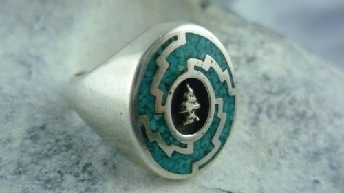 Ring chip inlay - chip, jade