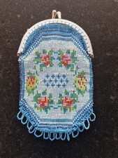 Alte Perlentasche Beutel Shabby Boudoir Nostalgie Deko Landhaus Original 