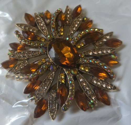 Retro brosche strass orange - retro,