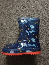 Neuw. Next Gummistiefel Gr.28  US/UK Gr.10 Rakete Weltraum Blau Rot