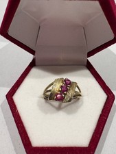 Ring, 835 Silber, vergoldet, mit 3 Amethysten, punziert, Gr. 52