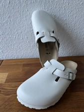 Birkenstock Boston Clogs Pantoletten Leder Weiß Gr. 35 neu