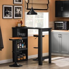 SoBuy Küchentheke Bartisch mit 3 Ablageflächen, Stehtisch FWT17-II-SCH