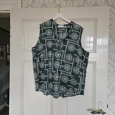 Sommerbluse Marco Polo Gr. 46, ärmellos, Baumwolle, grün, neu