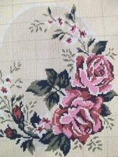 Gobelin  Stickbild  Stickvorlage  Stramin  Blumenmotiv    30x40 cm  NEU 