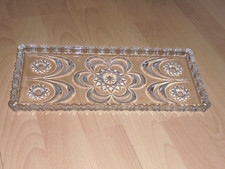 schwere Stollen- Kuchenplatte  Glas Rechteck -tolles Dekor - 34x15cm
