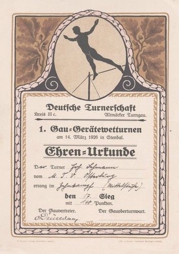 Urkunde deutsche turnerschaft - deutsche,