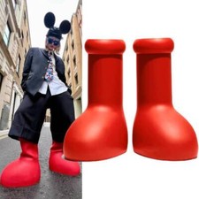 Astroboy Regenstiefel große rot/schwarze Stiefe Gummisohle Cartoon-Modeschuhe