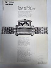 Jaeger-LeCoultre Watch Uhren Prospekt/Werbung/Blatt/Katalog 1998+Preise Reverso