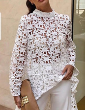 Weiße Häkel Long Elegant