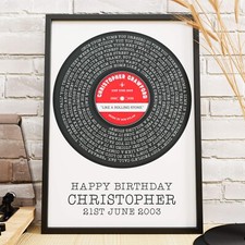 Personalisierte Vinyl Schallplatte Songtext Poster - jedes Foto hochladen - Vinyldruck