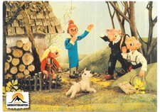 Hurvínek, Spejbl, Máničk, Kateřina und Hund Žeryk✴AK Puppenspiel◉pohlednice 1975
