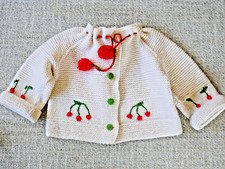 Baby-Cardigan Strickjacke Wolle Handgestrickt Babykleidung Puppenkleidung, antik
