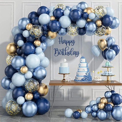 Blau gold luftballons - blau,
