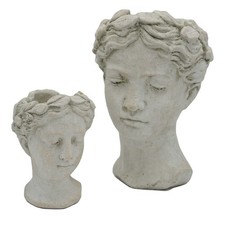 UNUS® Blumenopf Frauenkopf zum bepflanzen Beton Pflanzbüste