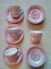 Englische Keramik pink 3 Teetassen 8 Untertassen 1 Milchkännchen Ersatzteile