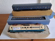 Modelleisenbahn HO Fleischmann Oberleitungs E Lok + 2 X Bub Blech Personenwagen