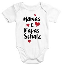 Moonworks® Kurzarm Baby-Body mit Aufdruck "Mamas und Papas Schatz" Bio-Baumwolle