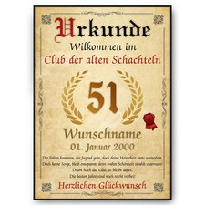 51. Geburtstag Urkunde
