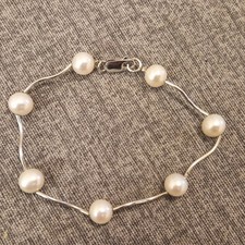 Perlschmuck, Armband Christ, Silber/Weiß,