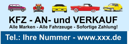 Werbebanner kfz und - kfz-, an