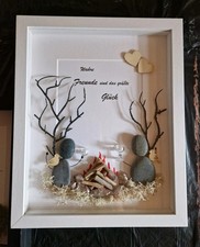 IPonArt 3D Steinbild, 27,5X22 cm Handarbeit, im Rahmen, "Wahre Freunde",  Unikat