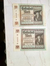 2 Reichsmarkscheine 5000 Mark von 1922