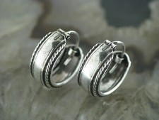 1 Paar Ohrringe CREOLEN 925er Silber Ohrschmuck Keltisch Celtic Kordelrand 