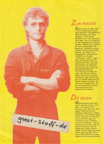 Rare promo sheet michael cretu - rare,