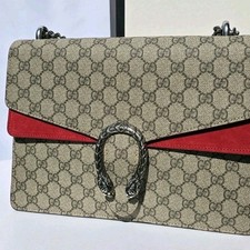 Gucci Dionysus Medium Shoulder Bag – GG Supreme Canvas & rotes Wildleder