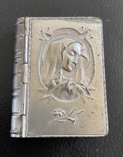 alte Dose Schachtel Etui für Rosenkranz - Marienbild -in Buchform