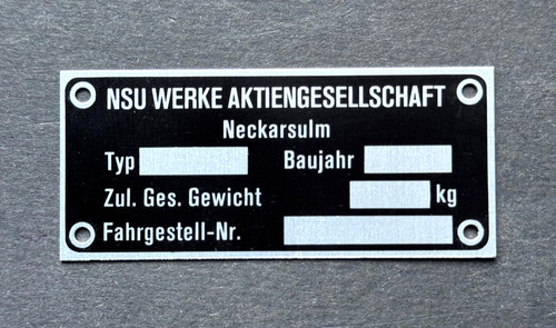 Typenschild nsu max lux - -,