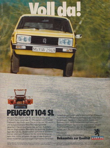 Peugeot 104 reklame - 104, sl